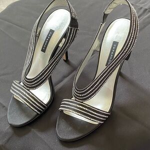 Black sandals with rhinestones